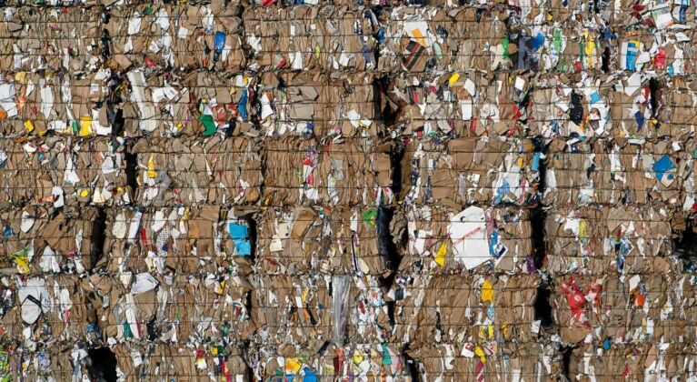 Bales of Cardboard for Recycling